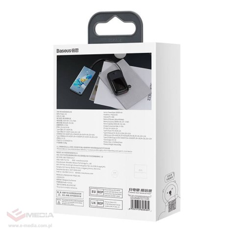 Powerbank Baseus Qpow Pro z kablem USB-C, USB-C, USB, 10000mAh, 22.5W (czarny)