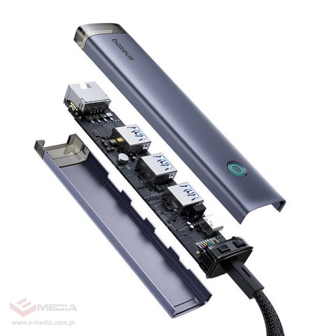 Hub 4w1 Baseus UltraJoy USB-A&USB-C do 3xUSB3.0+USB-C+RJ45 (szary)