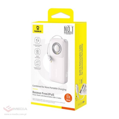 Powerbank Baseus OS Free2Pull 20000mAh 65W + kabel (szary)