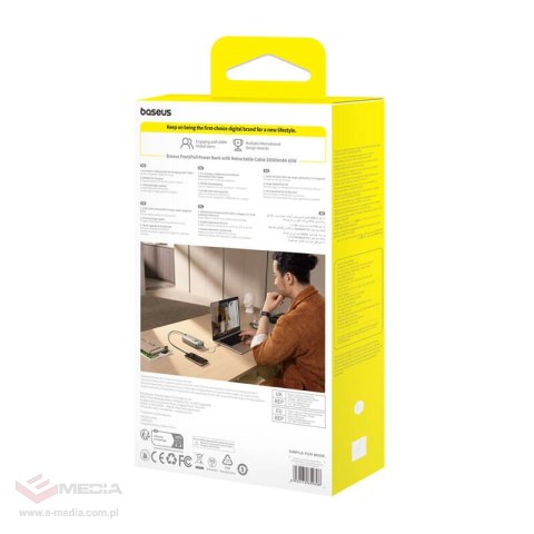 Powerbank Baseus OS Free2Pull 20000mAh 65W + kabel (szary)