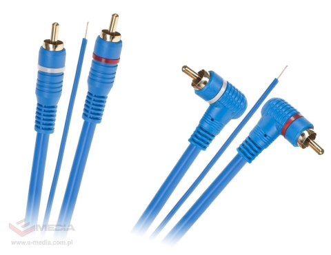 Kabel 2 x RCA - 2 x RCA + żyła 5m kątowo - prosty