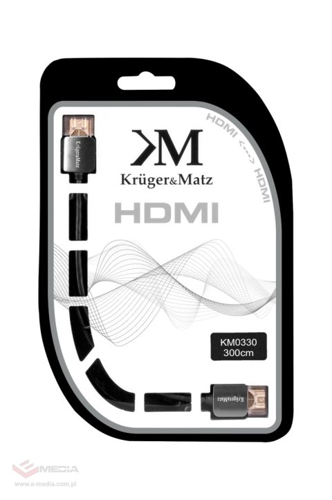 Kabel HDMI - HDMI wtyk-wtyk (A-A) 3.0m Kruger&Matz 4K