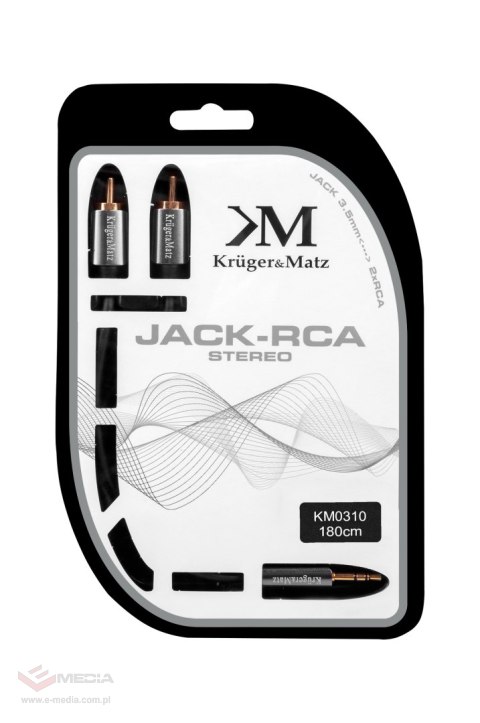Kabel wtyk jack 3.5 - 2RCA stereo 1.8m Kruger&Matz