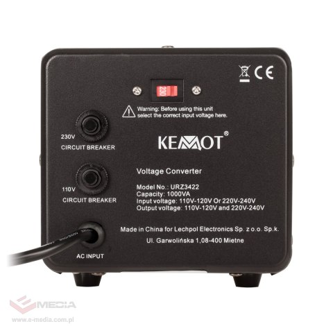 Konwerter napięcia KEMOT 800 W / 1000 VA
