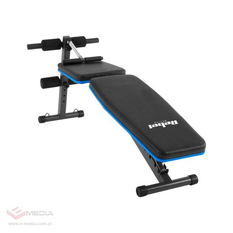Ławka treningowa skośna z blokadą nóg i gumami , REBEL ACTIVE