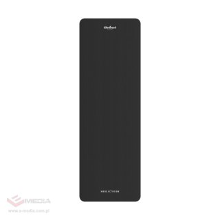 Mata gimnastyczna do ćwiczeń joga, pilates, fitness, 183x61cm, grubość 1.5cm, materiał NBR, czarna, REBEL ACTIVE