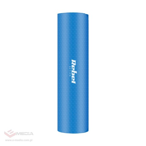 Mata gimnastyczna do ćwiczeń joga, pilates, fitness, 183x61cm, grubość 6mm, materiał TPE, niebieska, REBEL ACTIVE