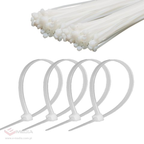 Opaska zaciskowa 4,8 mm/25 cm biała Cabletech 100szt.