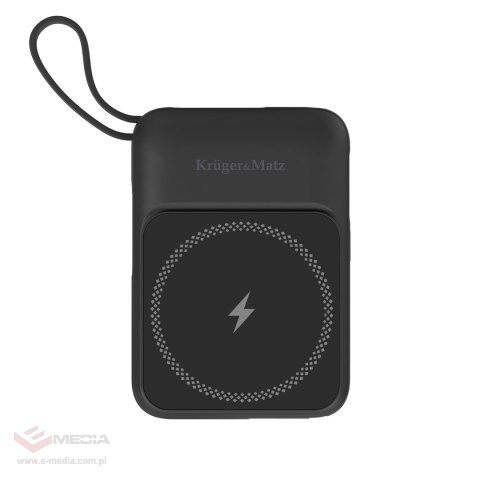 POWERBANK indukcyjny Kruger&Matz 10000 mAh Mag Safe z kablem czarny