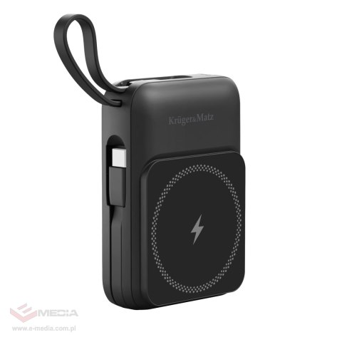 POWERBANK indukcyjny Kruger&Matz 10000 mAh Mag Safe z kablem czarny