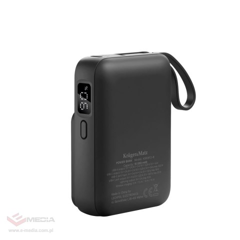POWERBANK indukcyjny Kruger&Matz 10000 mAh Mag Safe z kablem czarny