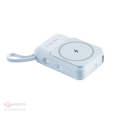 POWERBANK indukcyjny Kruger&Matz 10000 mAh Mag Safe z kablem niebieski