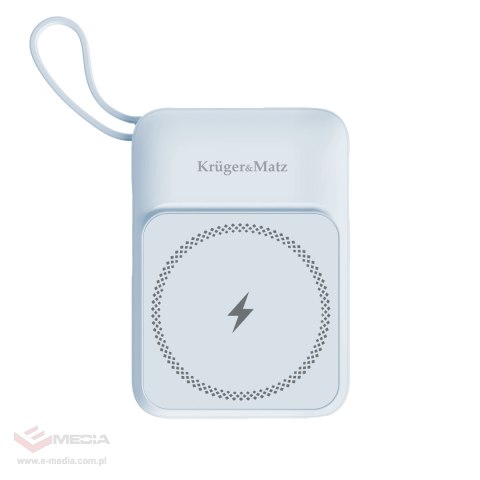 POWERBANK indukcyjny Kruger&Matz 10000 mAh Mag Safe z kablem niebieski