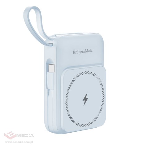POWERBANK indukcyjny Kruger&Matz 10000 mAh Mag Safe z kablem niebieski