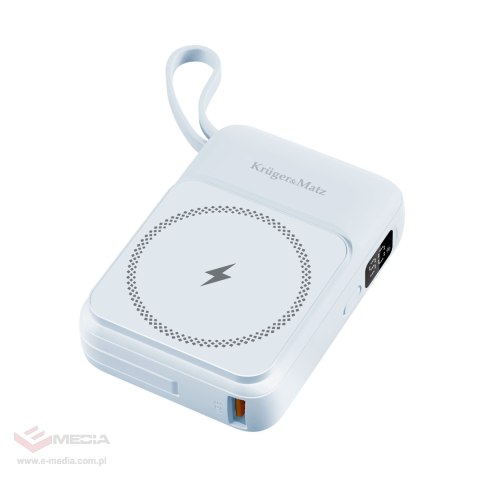 POWERBANK indukcyjny Kruger&Matz 10000 mAh Mag Safe z kablem niebieski