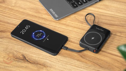 POWERBANK indukcyjny Kruger&Matz 10000 mAh Mag Safe z kablem niebieski
