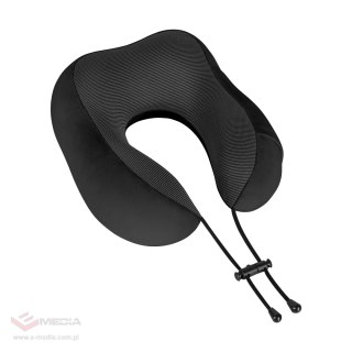 Poduszka turystyczna - podróżna z pianki MEMORY, REBEL ACTIVE , kolor czarny