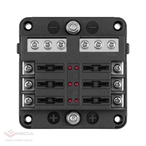 Skrzynka bezpieczników FB-6 z szyną ujemną i LED