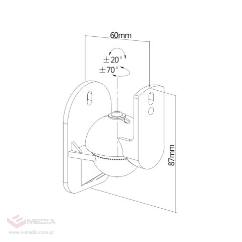 Uchwyt ścienny głośnikowy maks. obciążenie 3,5 kg
