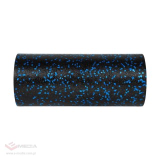 Wałek do masażu, roller piankowy gładki 14x33cm, kolor czarno-niebieski, materiał EPP, REBEL ACTIVE