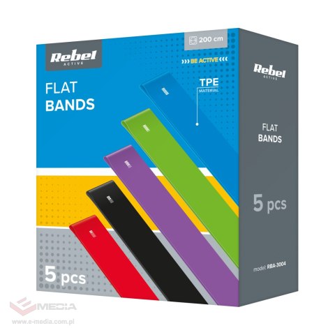 Zestaw gum do ćwiczeń TPE 2m - Flat Band Ls-1, 1,5-11,5 kg, 5 gum, REBEL ACTIVE