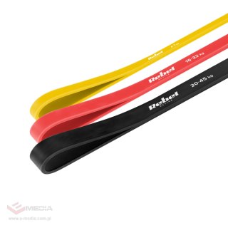 Zestaw gum do ćwiczeń lateksowy - Power Band PLs-1, 4-32 kg, 3 gumy, REBEL ACTIVE