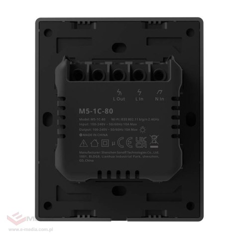 Inteligentny przełącznik ścienny WiFi SONOFF M5-1C-80 (1-kanałowy, do ramki, grafitowy)