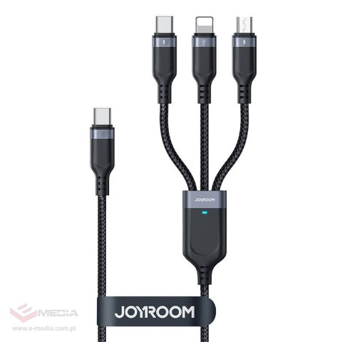 Kabel Multi-Use Series 3w1 Joyroom USB-A - Lightning / USB-C / micro USB 1,2 m S-A18 (czarny)