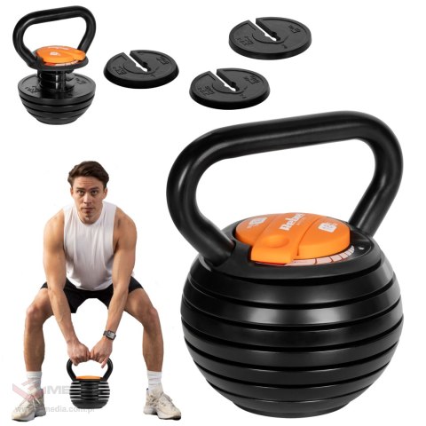 Kettlebell żeliwny automatyczny regulowany 18 kg REBEL ACTIVE
