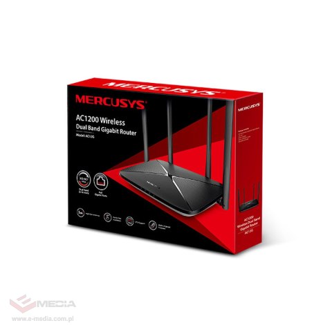 ROUTER AC12G, bezprzewodowy, dwupasmowy, 300/867 Mb/s, 802.11ac/n, 1WAN/3LAN GB, 4 anteny / MERCUSYS