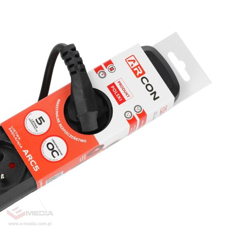 Listwa zasilająca ARC-5 5,0m czarna Armac