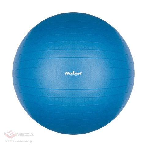 Piłka gimnastyczna rehabilitacyjna 55cm z pompką ręczną, kolor niebieski , REBEL ACTIVE