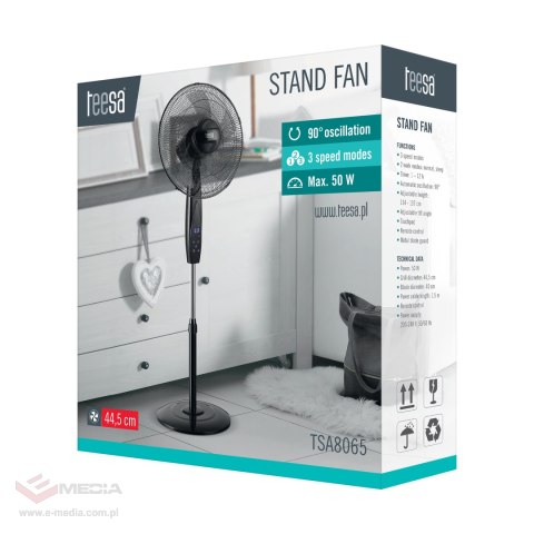 Wentylator stojacy sterowany pilotem TEESA , czarny
