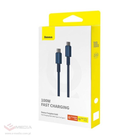 Kabel USB-C do USB-C Baseus Tungsten Gold, 100W, 2m (niebieski)