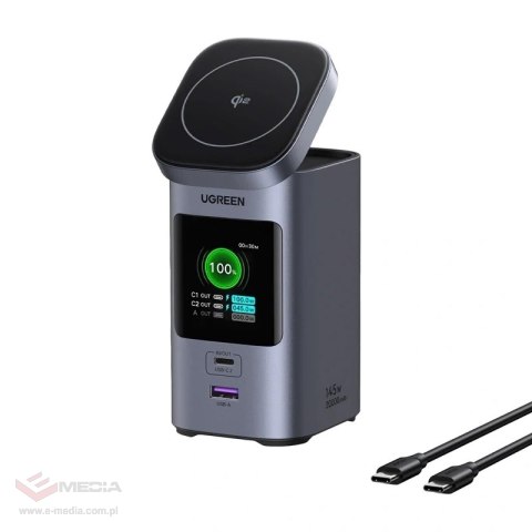 Ładowarka indukcyjna 2w1 / Powerbank Ugreen Nexode 20000mAh, 145W, Qi2, 2x USB-C, USB