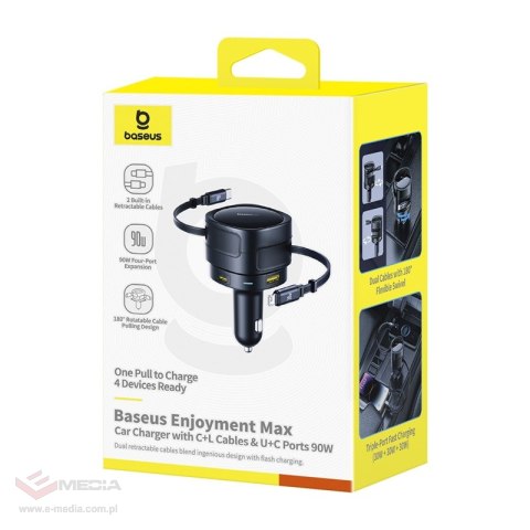 Ładowarka samochodowa BASEUS Enjoyment Max 90W USB-C/Lightning (czarna)