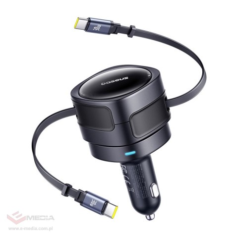 Ładowarka samochodowa Baseus Enjoyment Max z kablami USB-C+USB-C 60W Czarny