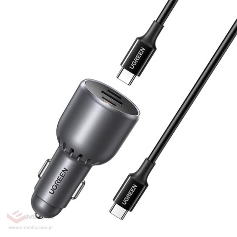 Ładowarka samochodowa UGREEN EC705, USB + 2x USB-C, 130W + kabel 1m 5A