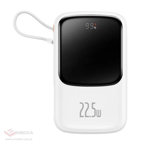 Powerbank Baseus Qpow Pro z kablem USB-C, USB-C, USB, 10000mAh, 22.5W (biały)
