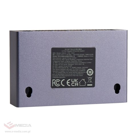 Przełącznik Switch UGREEN CM633 5-portowy GigaBit Ethernet (czarny)
