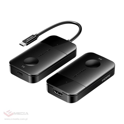 Bezprzewodowy transmiter / odbiornik Vention USB-C do HDMI 0.15m (czarny)