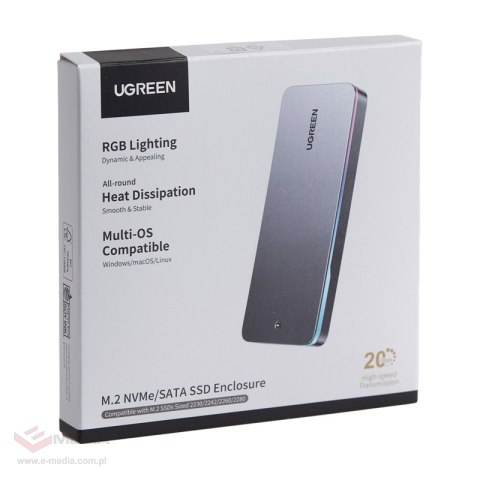 Obudowa dysku SSD UGREEN CM777, NVMe/SATA, 20Gbps, USB-C