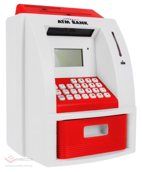 Bankomat skarbonka dla dzieci 3+ czerwony Interaktywne funkcje + Karta bankomatowa
