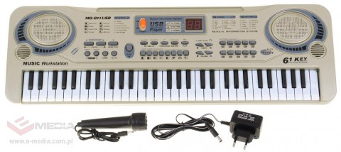 Beżowy Keyboard dla dzieci 5+ Mikrofon + Nagrywanie + USB MP3 - model nr 811