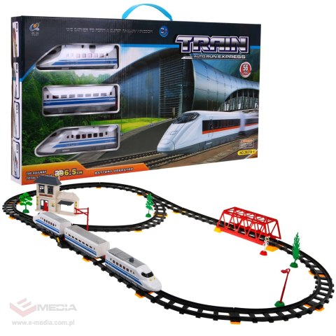 Duża Kolejka z torami dla dzieci 3+ Pociąg z wagonem + Pętla + Akcesoria 56 el.