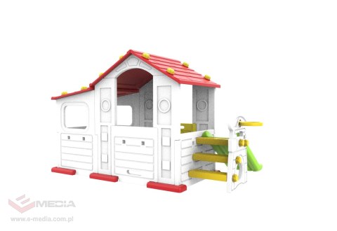 Duży Dom Z Przedsionkiem 4w1 Czerwony Dach