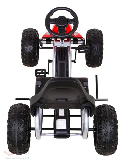 Duży Gokart Strong na pedały dla dzieci Czerwony + Obciążenie 100 kg + Koła EVA + Hamulec ręczny + Sportowy fotel