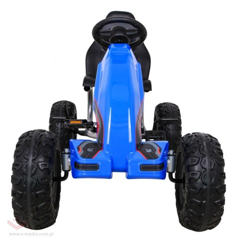 Duży Gokart Strong na pedały dla dzieci Niebieski + Obciążenie 100 kg + Koła EVA + Hamulec ręczny + Sportowy fotel