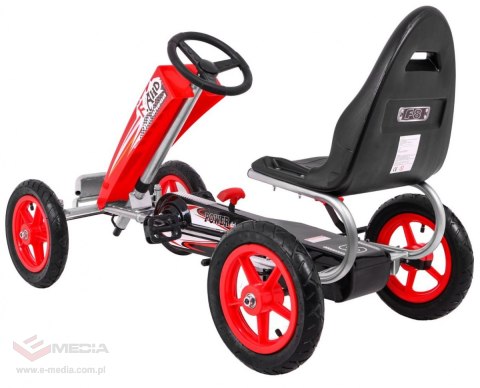 Gokart Full Ahead AIR na pedały dla dzieci 3+ Czerwony + Regulacja siedziska + Pompowane koła + Hamulec ręczny