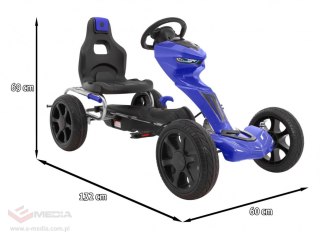 Gokart Grand Ride na pedały dla dzieci 3+ Niebieski + Koła EVA + Regulacja fotela + Hamulec ręczny
